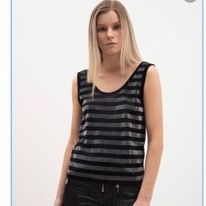 RTA mesh stripped silver black top NWOT